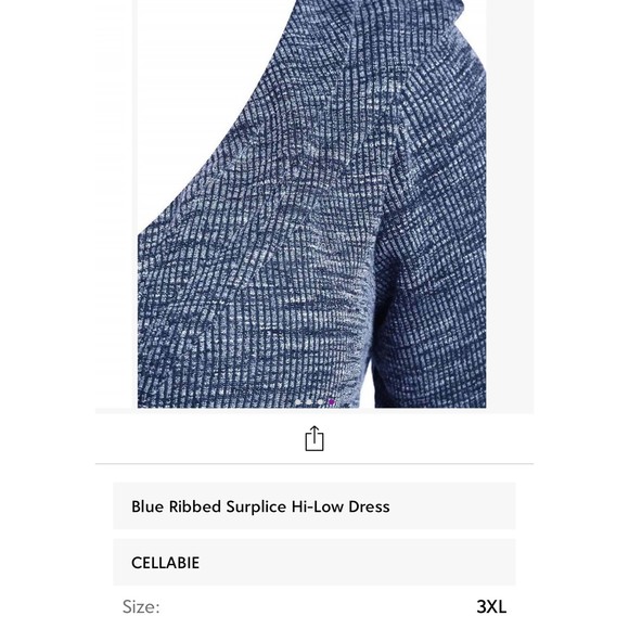 Cellabie Blue Ribbed Hi-Low tunic, 2X/3X - Picture 4 of 6